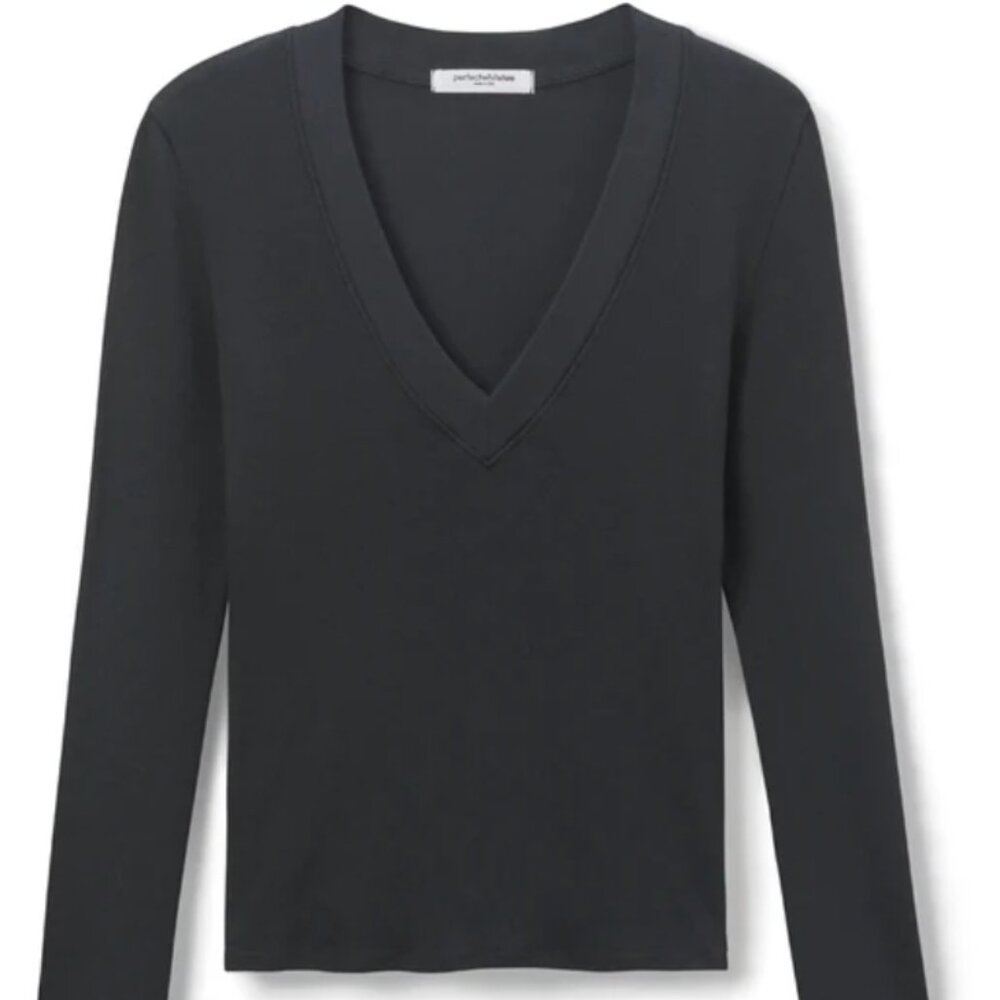 Perfect White Tee Viola Rib Long Sleeve Top XS